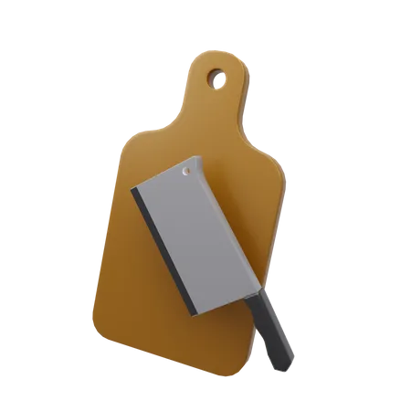 Tabla de cortar y cuchillo  3D Icon