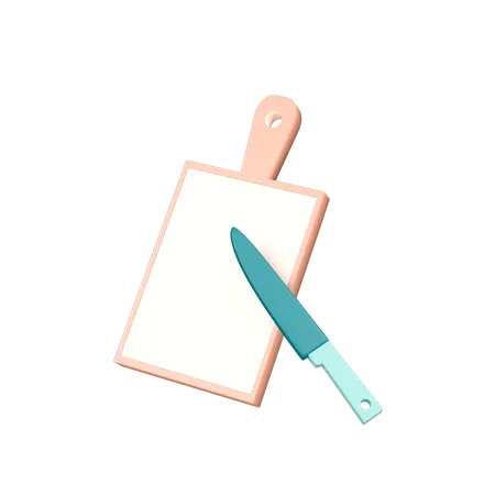 Tabla de cortar y cuchillo  3D Icon