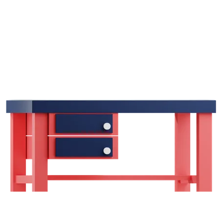 3 D Render Table Illustration In Blue And Pink Complete With Drawers 3D Icon