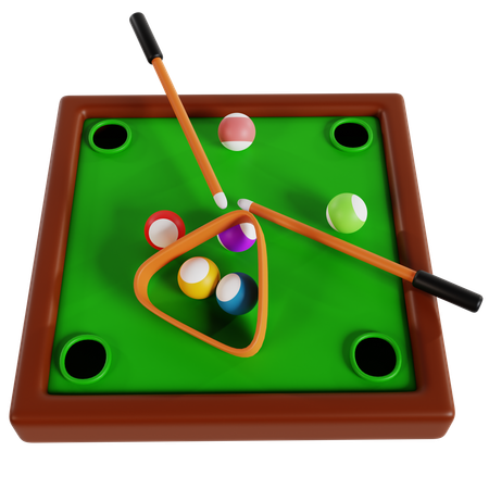 Table de billard avec boules et queues  3D Icon