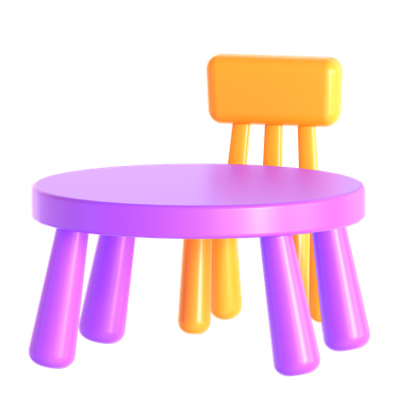 Table et chaise  3D Icon