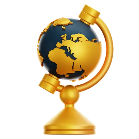 Earth Globe School Education Cartoon World Globe With Stand 3 D Icon On Transparent Background Globe Of Planet Earth For Concept Of Kids Learning Or World Traveling 3D Icon