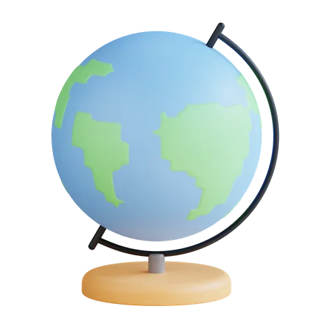 3 D Table Globe Illustration With Transparent Background 3D Icon