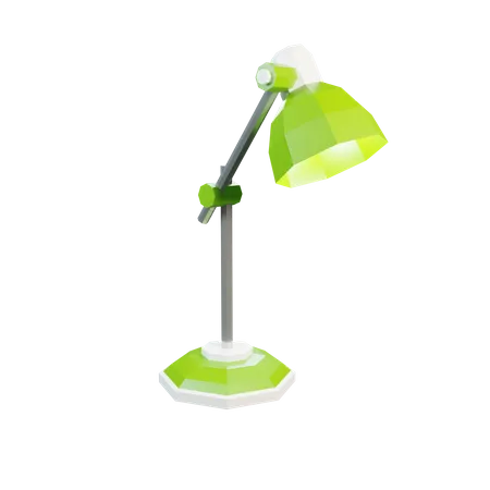3 D Green Table Lamp In Low Poly Style 3D Illustration