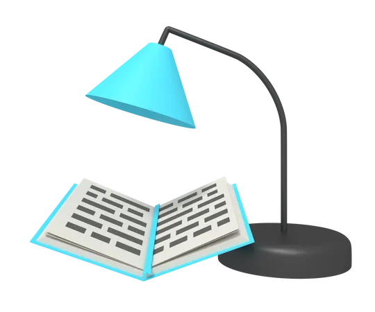 School Study Lamp And Book 3D Icon