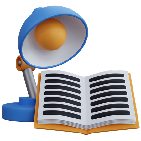 Table Lamp And Open Book  3D Icon