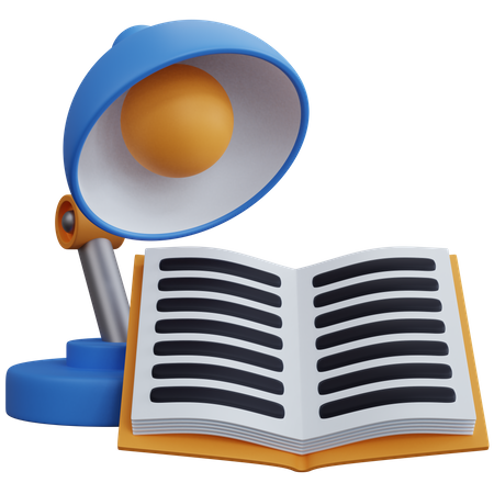 Table Lamp And Open Book 3D Icon