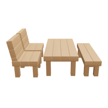 Table Set Home Furniture Illustration With Transparent Background 3D Icon