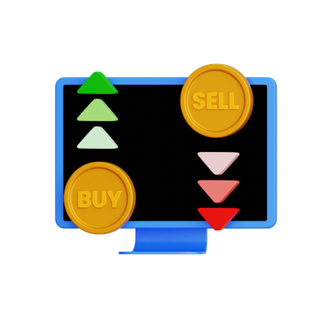 Tableau de bord de trading avec options d'achat et de vente  3D Icon