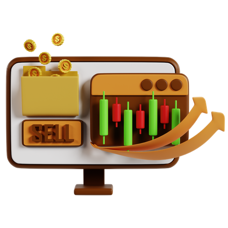 Tableau de bord de trading de vente dynamique  3D Icon