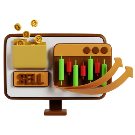 Tableau de bord de trading de vente dynamique  3D Icon