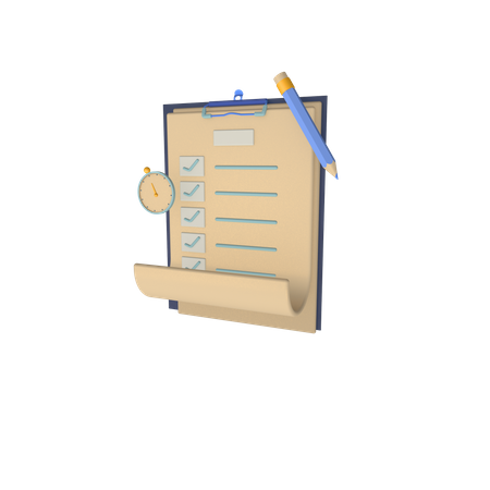 Tablero de examen con papel  3D Icon