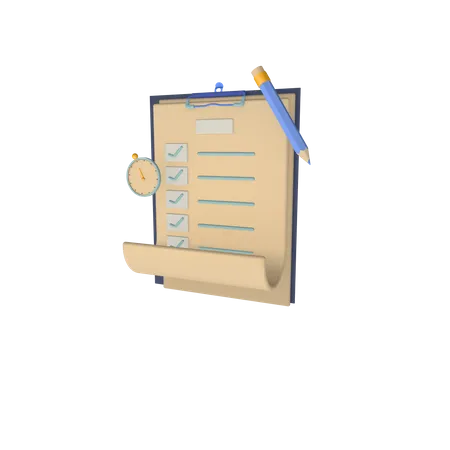 Tablero de examen con papel  3D Icon