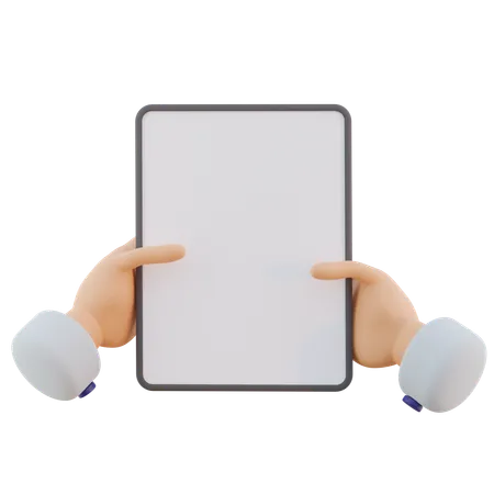 Gesto com a mão segurando o tablet  3D Icon