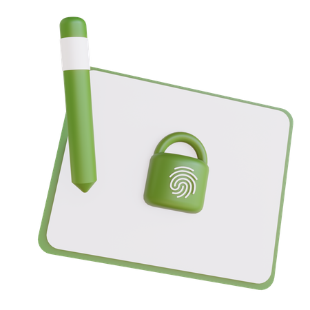 Tablet Fingerprint Lock  3D Illustration