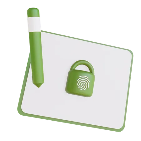 Tablet Fingerprint Lock  3D Illustration