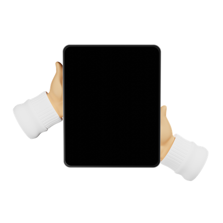 Tablet holding  hand gesture 3D Illustration