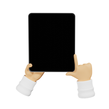 Tablet in der Handbewegung  3D Illustration