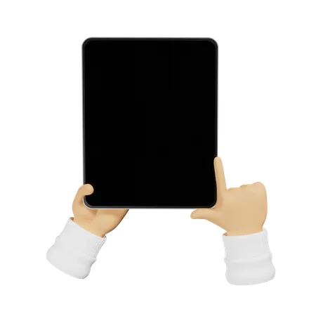 Tablet in der Handbewegung  3D Illustration