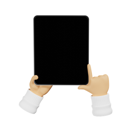 Tablet in hand gesture  3D Illustration