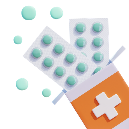 Tablet Package With Pills 3D Icon