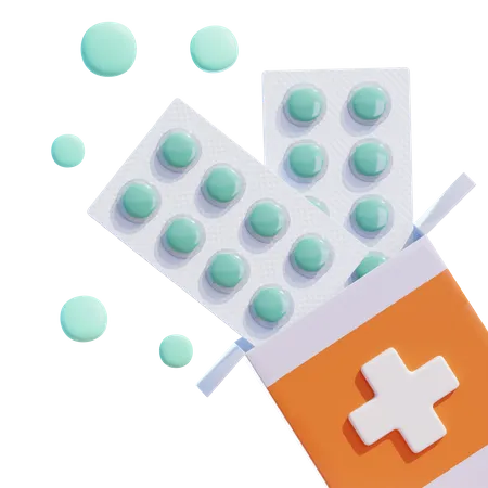 Tablet Package With Pills 3D Icon