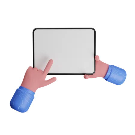 Tablet touch hand gesture  3D Illustration