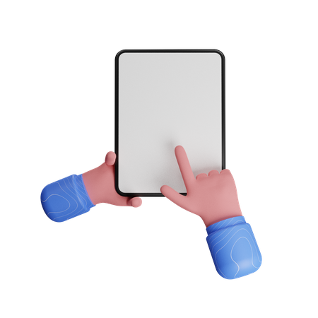 Tablet touch hand gesture  3D Illustration