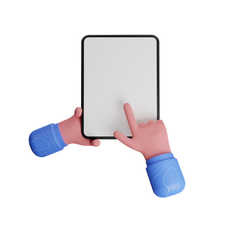 Tablet touch hand gesture 3D Illustration