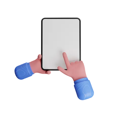 Tablet touch hand gesture 3D Illustration
