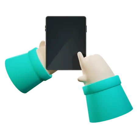 Tablet Using hand gesture  3D Illustration