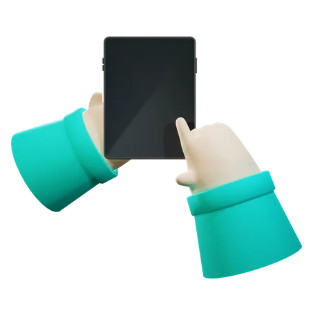 Tablet Using hand gesture 3D Illustration
