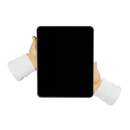 Tableta sosteniendo gesto de la mano  3D Illustration