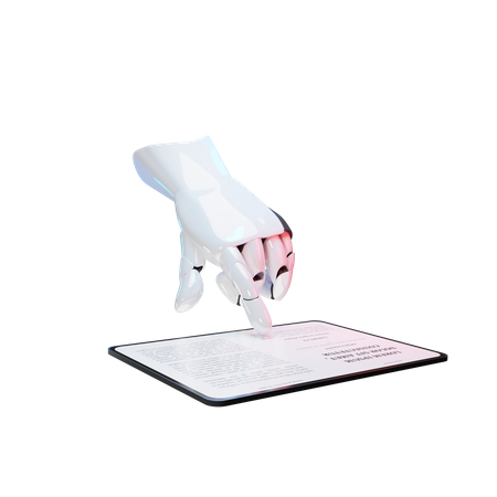 Tableta con gesto de la mano  3D Illustration