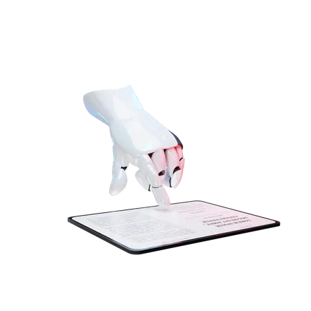 Tableta con gesto de la mano  3D Illustration