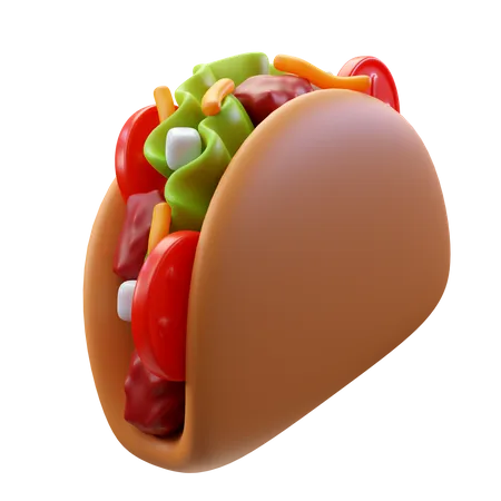 3 D Render Illustration Taco With Meat Cheese And Vegetables 3D Icon