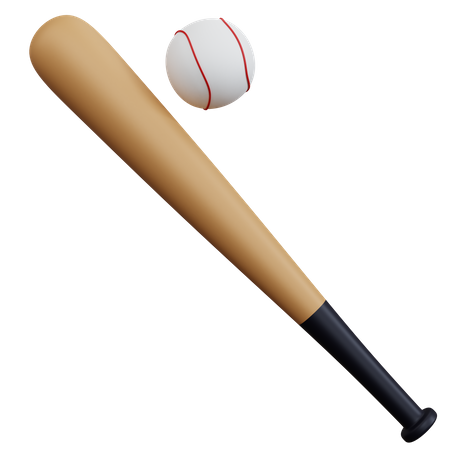 Taco de beisebol com bola  3D Icon