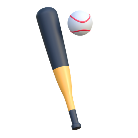 Taco de beisebol e bola  3D Icon