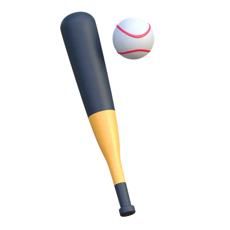 Taco de beisebol e bola  3D Icon