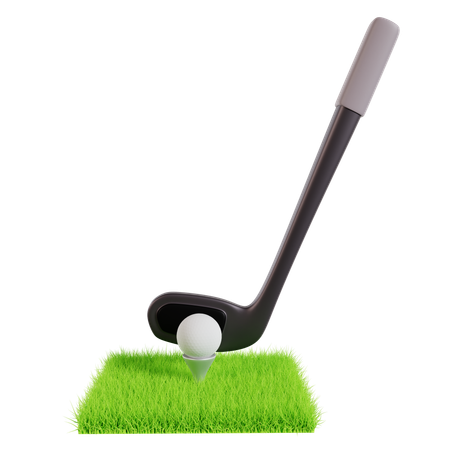 Clube de golfe e bola na grama  3D Icon
