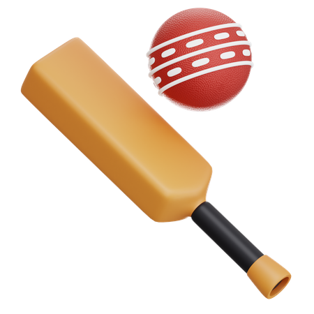 Taco e bola de críquete  3D Icon