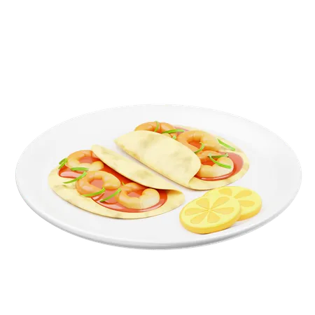 Tacos de camarão com salada  3D Icon