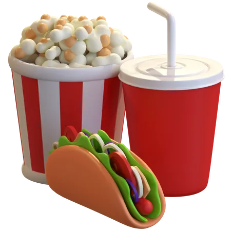 Tacos et boissons gazeuses  3D Illustration