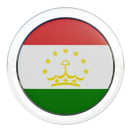 Drapeau rond du Tadjikistan  3D Icon