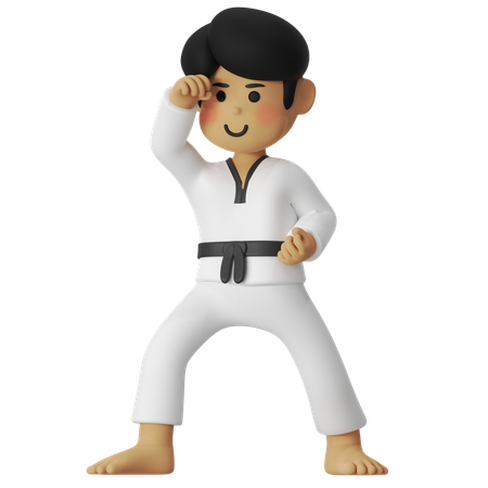 Taekwondo Block Boy  3D Illustration