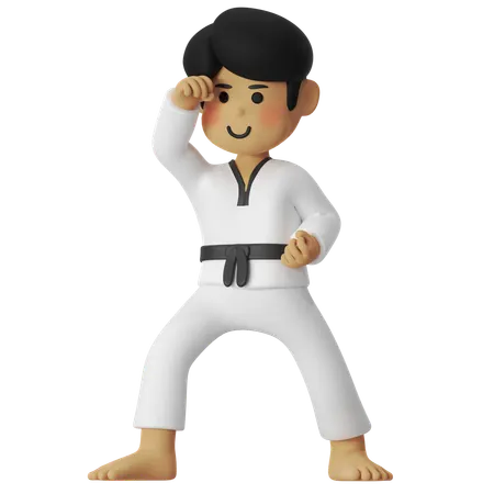 Taekwondo Block Boy  3D Illustration