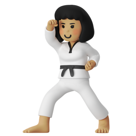 Taekwondo Block Girl  3D Illustration