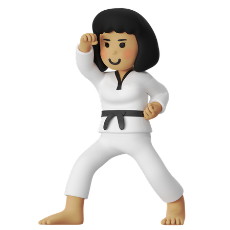 Taekwondo Block Girl  3D Illustration