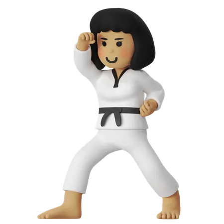 Taekwondo Block Girl  3D Illustration