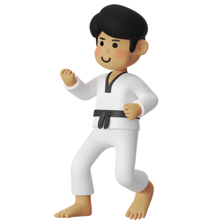Taekwondo Fighting Stence Boy  3D Icon
